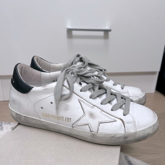Golden Goose White and Black Star Sneakers - Picture 1 of 7